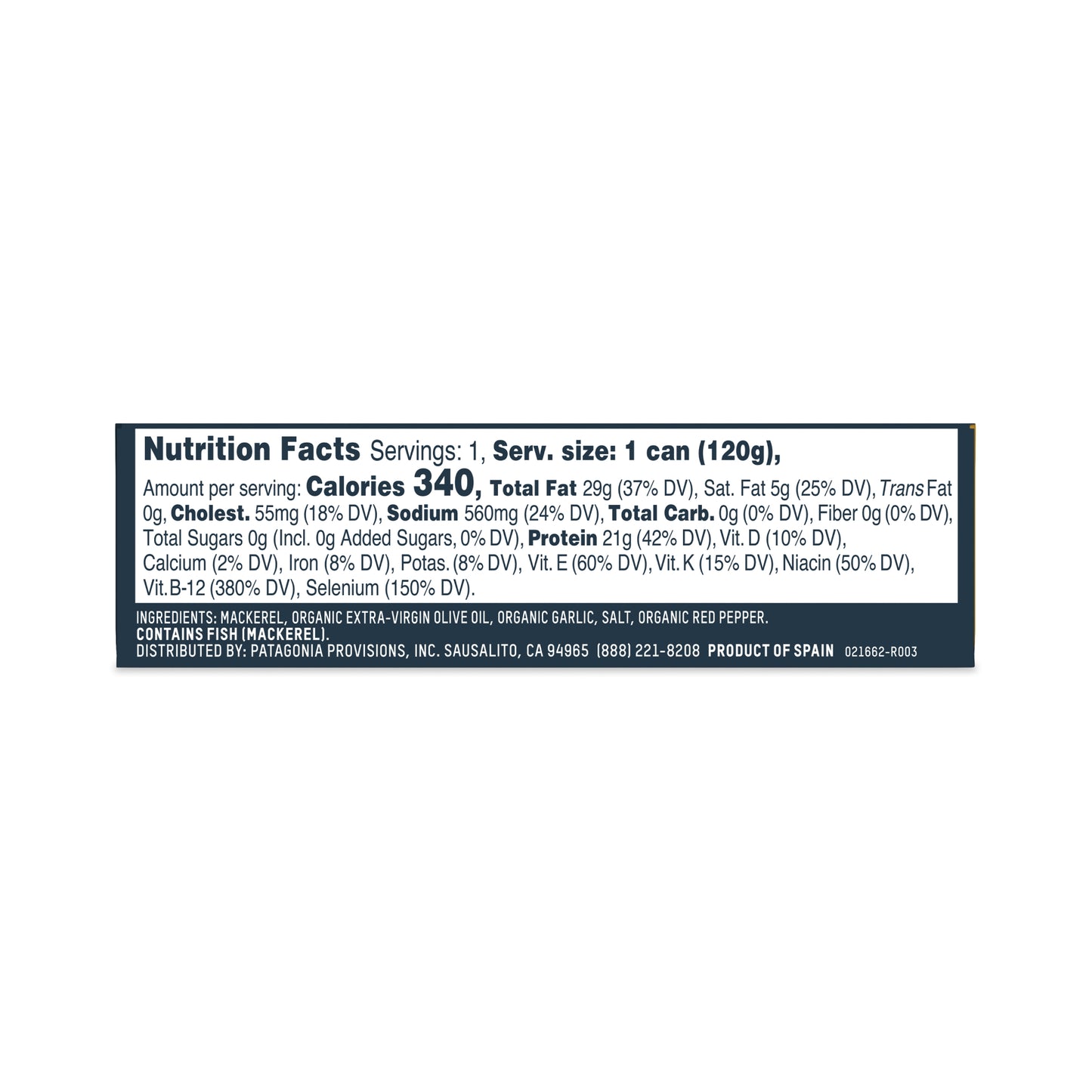 Roasted Garlic Mackerel, 10 Pack Case